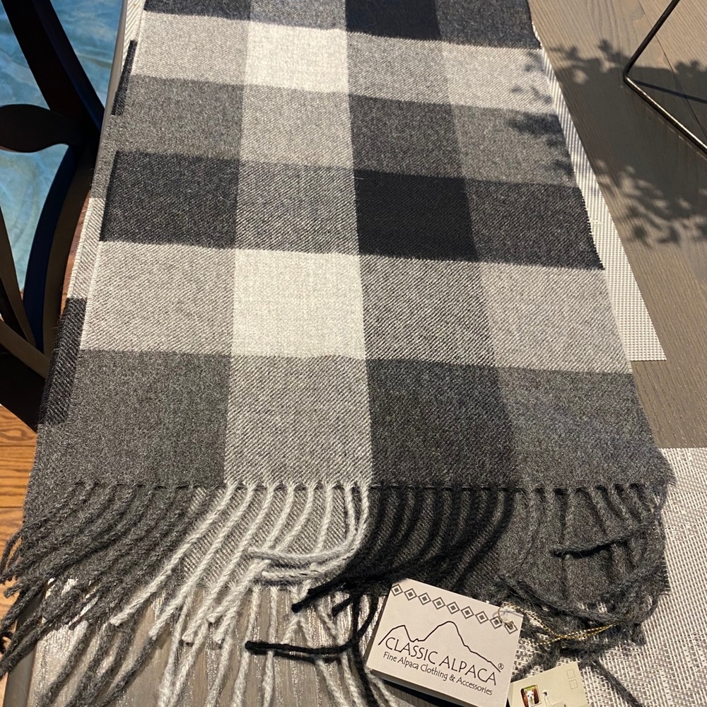 Charcoal Buffalo baby alpaca scarf